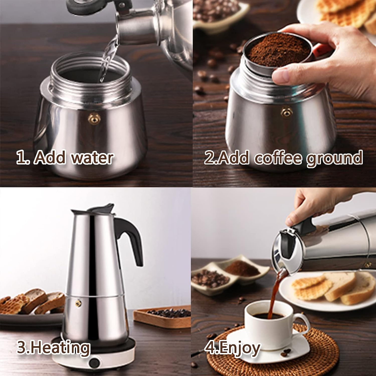 4/6/9 Cups Moka Pot Caffe Mach - Coffee Equipment Accessories ulasan dan harga